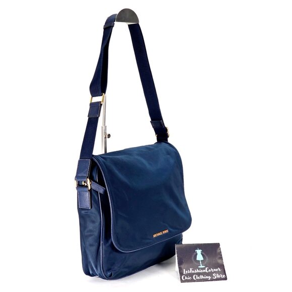 Michael Kors Unisex Navy Blue Jet Set Large Nylon Gabardine Messenger Bag 361 - Picture 3 of 15